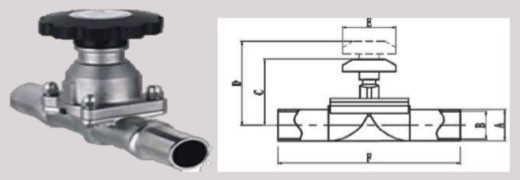 Manual diaphragm valve-welding port